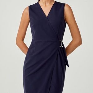 Enfocus studio Navy buckle wrap dress